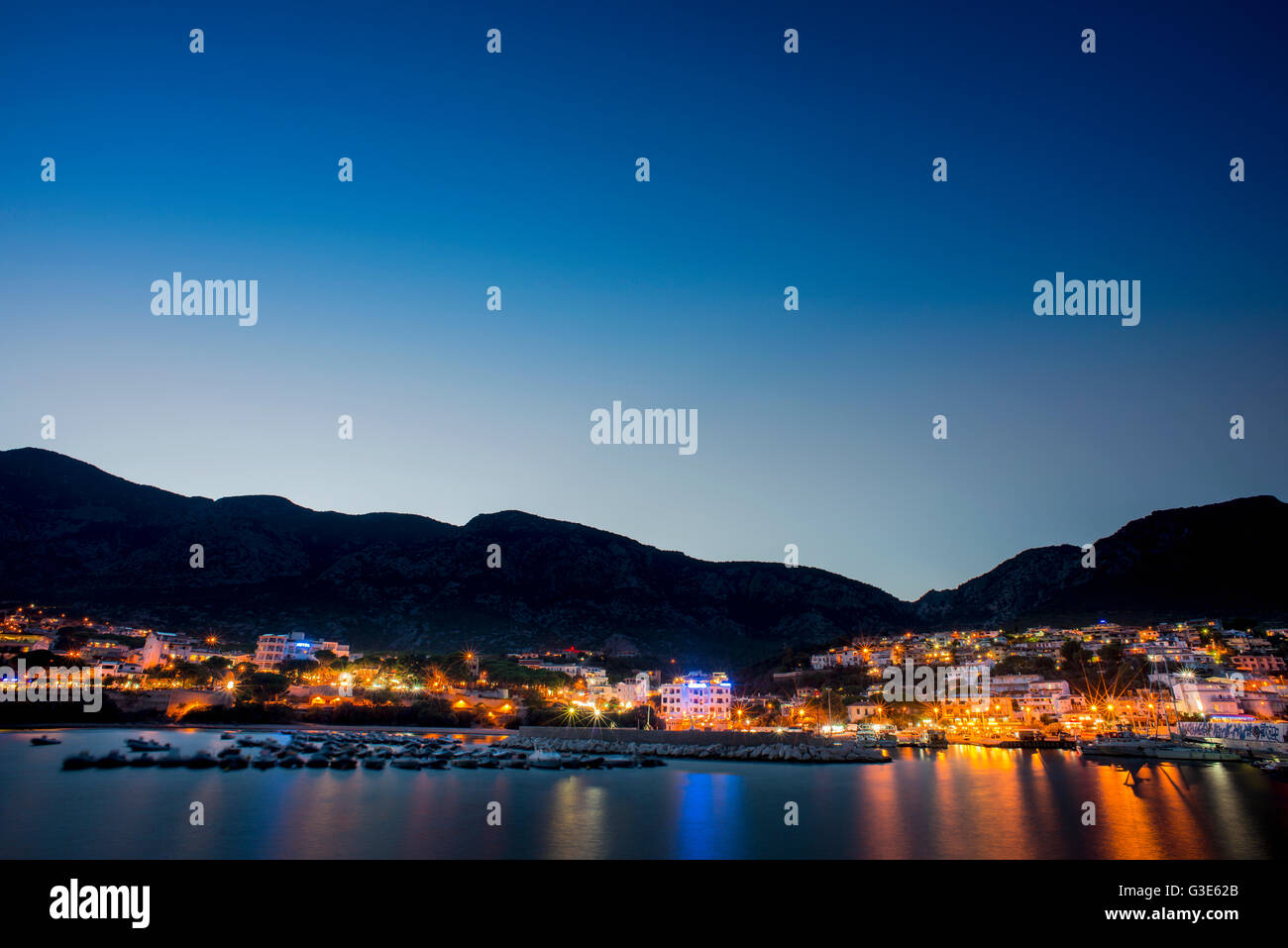 Cala Gonone at night; Cala Gonone, Sardinia, Italy Stock Photo