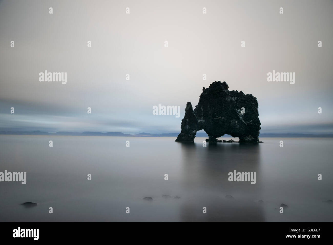 The sea stack known as Hvitserkur in Northern Iceland; Iceland Stock ...