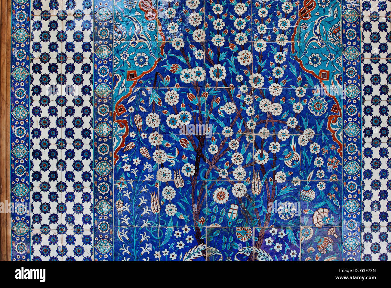 Colourful tile mosaic in a mosque; Istanbul, Turkey Stock Photo