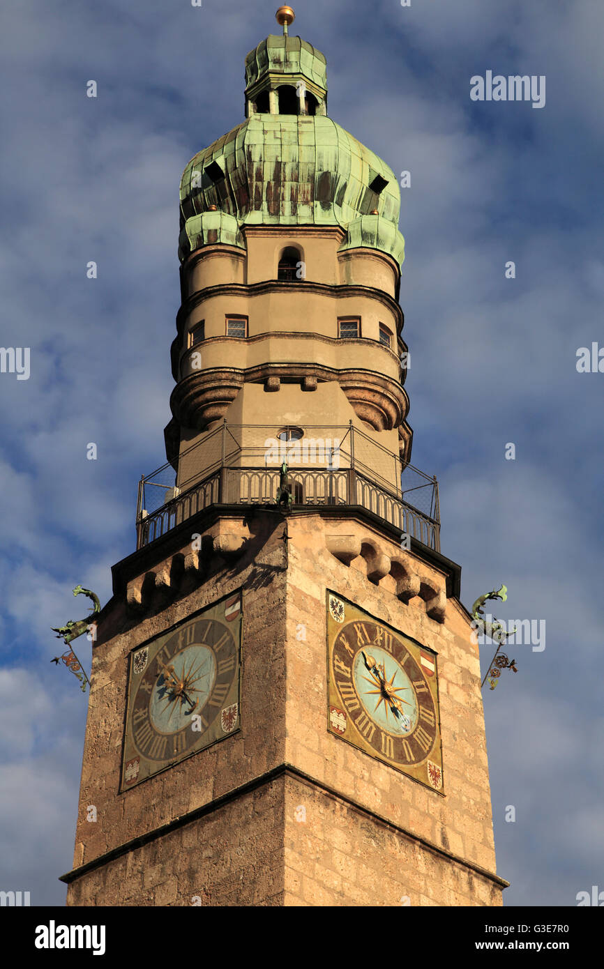 Austria, Tyrol, Innsbruck, City Tower, Stadtturm, Stock Photo