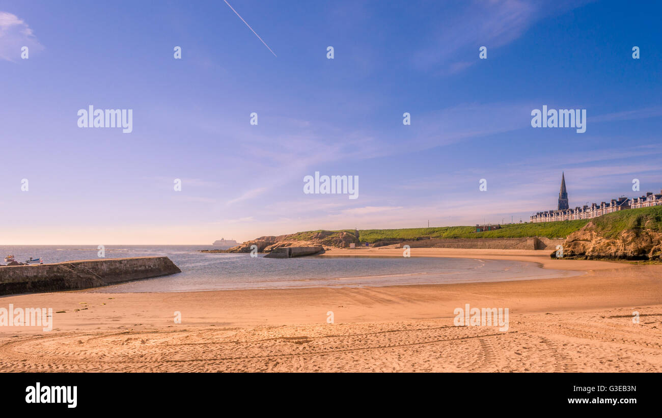 Colourful Cullercoats Bay Stock Photo