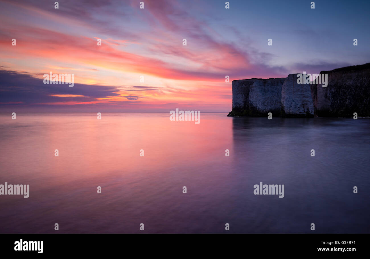 Sunrise shot of the cliff stack at Botany Bay, Broadstairs, Kent. Stock Photo