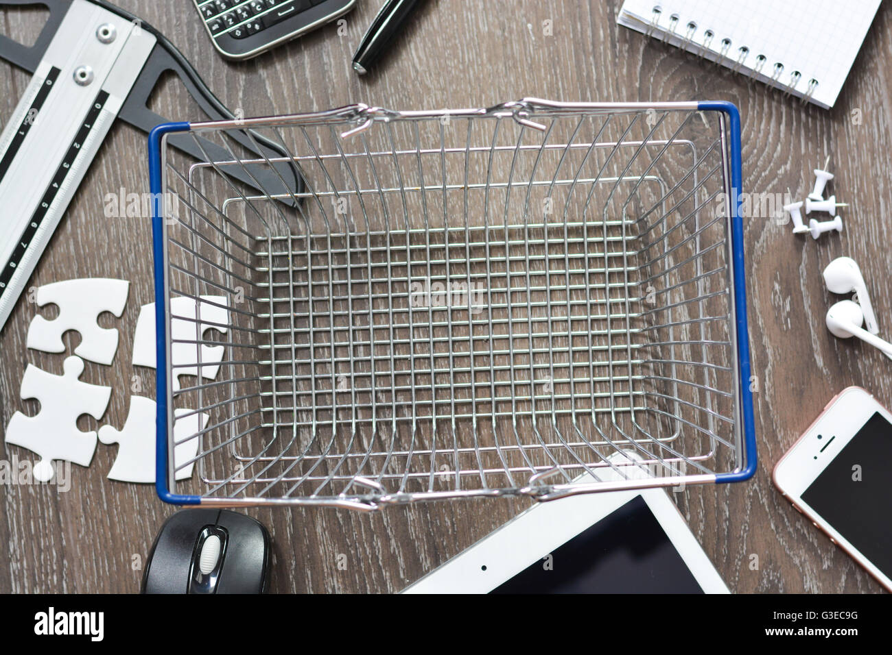 e-commerce concept with shopping cart Stock Photo