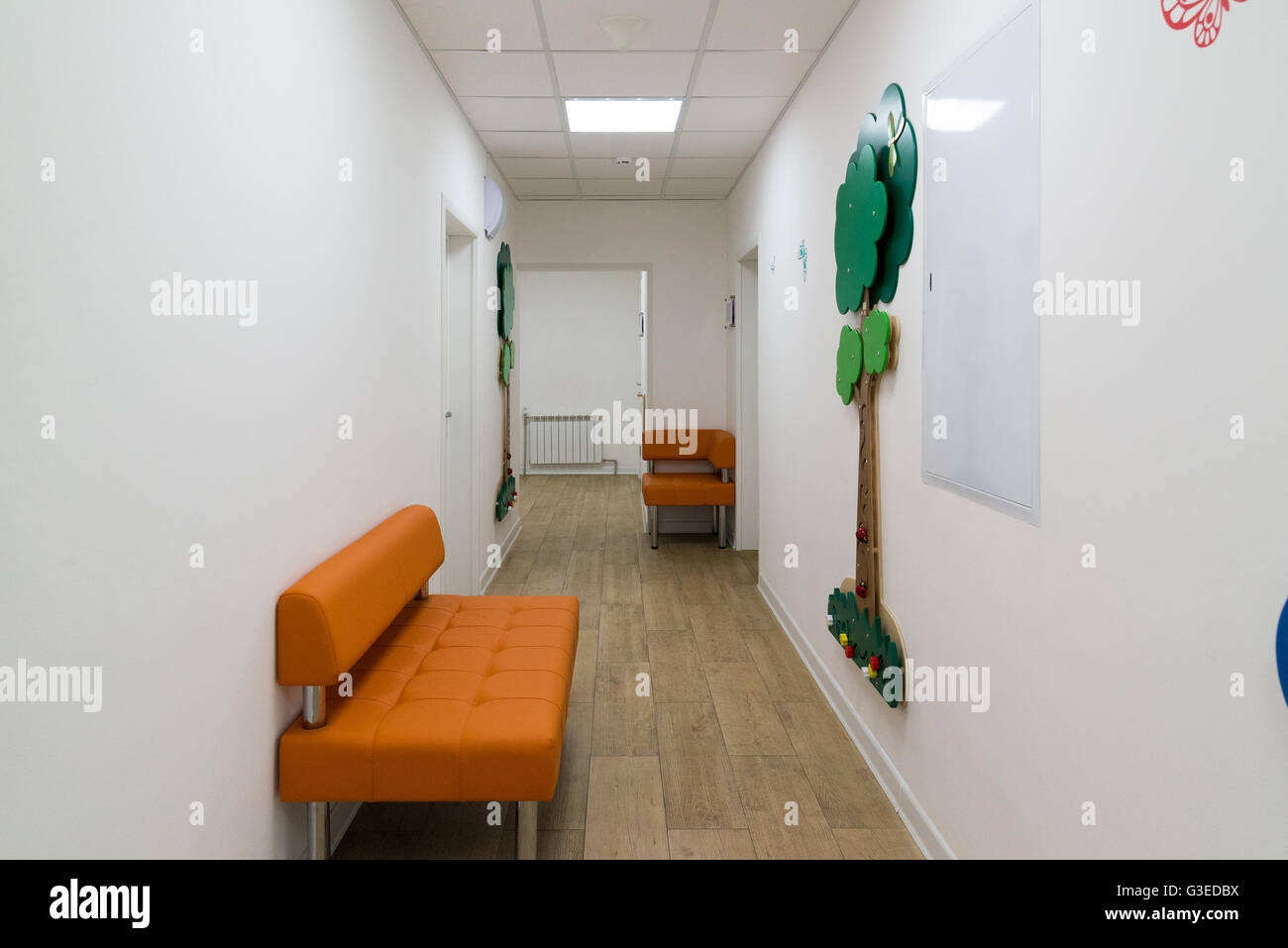 Children's Medical Center with educational games on walls Stock Photo