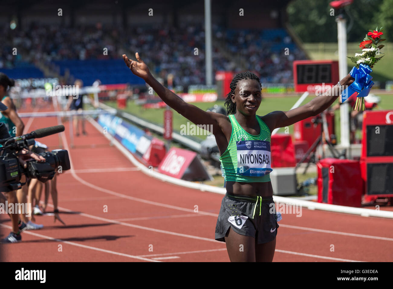Diamond League Birmingham UK. 5th June 2016. Francine Niyonsaba, winner