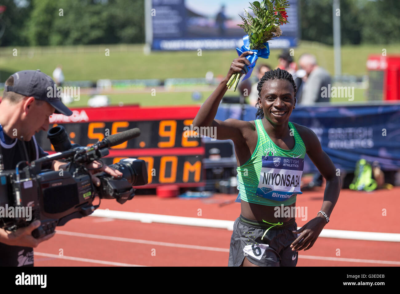 Diamond League Birmingham UK. 5th June 2016. Francine Niyonsaba, winner