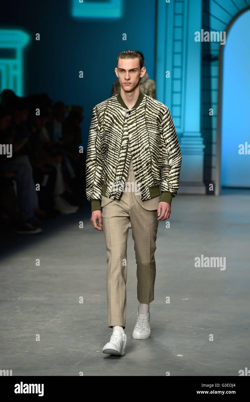 Models on the catwalk during the Tiger of Sweden London Collections Men  SS17 show held at the Topshop Show Space Ambika P3 in London Stock Photo -  Alamy