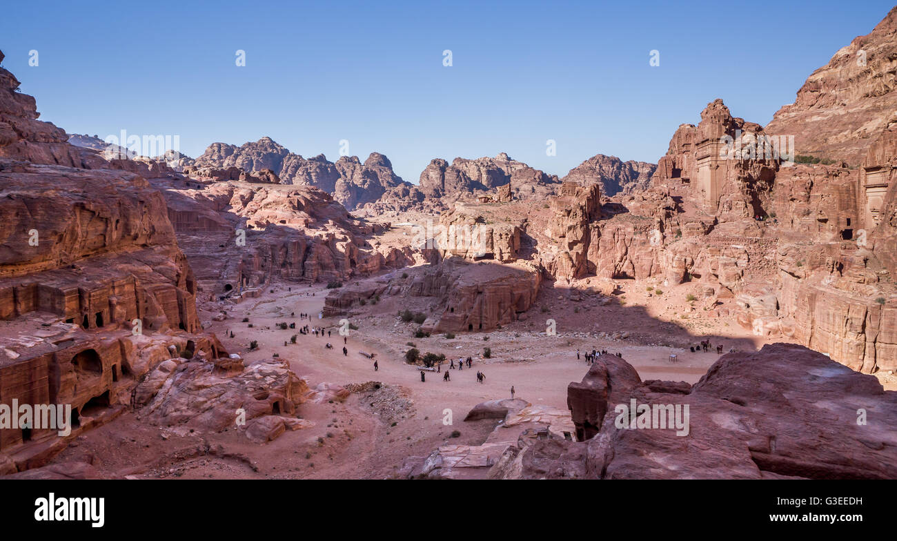 Cave of tombs in the ancient city of Petra, Jordan. It is know as the Loculi. Petra has led to its designation as a UNESCO World Heritage Site. Stock Photo
