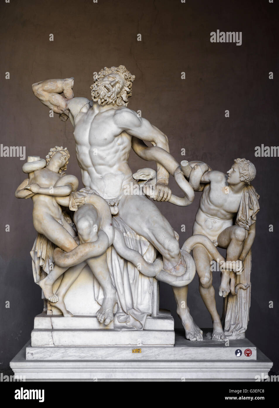 Rome. Italy. Statue of Laocoön and His Sons, in the Cortile Ottagono, Vatican Museums. Stock Photo
