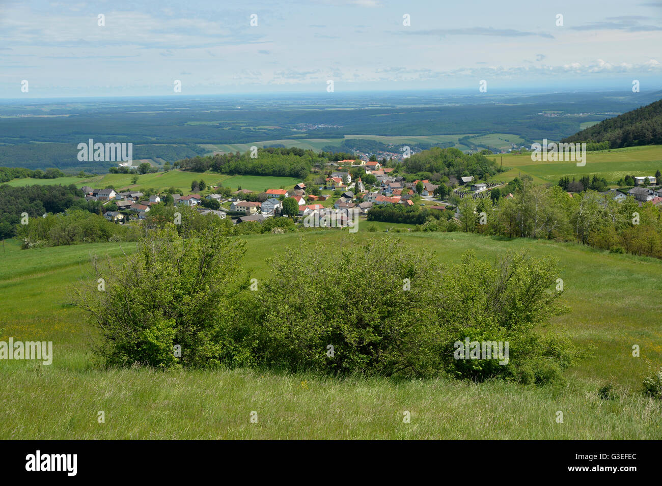 Redlschlag, Burgenland and the view south into the Little Hungarian Plain Stock Photo