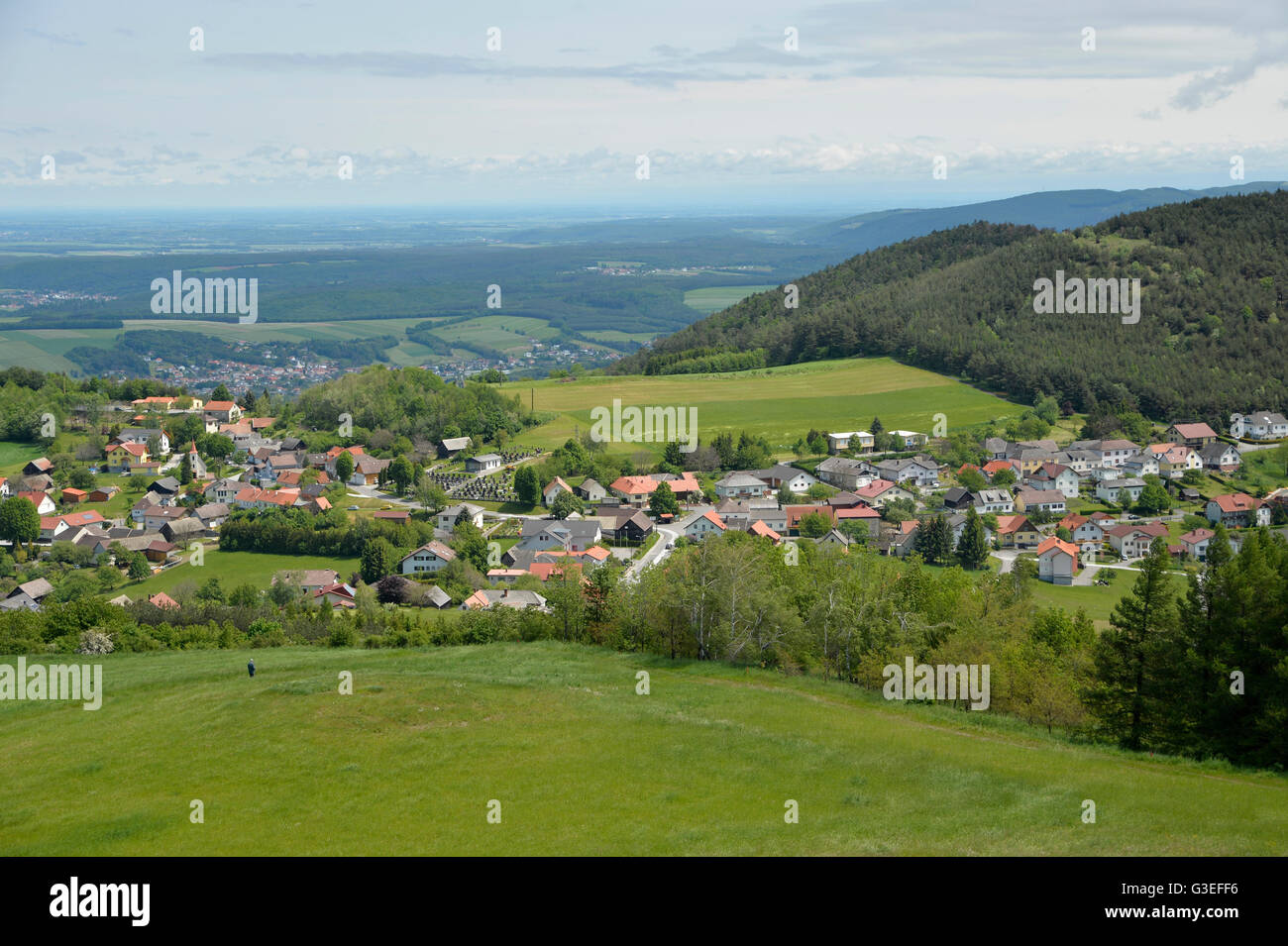 Redlschlag, Burgenland and the view south into the Little Hungarian Plain Stock Photo
