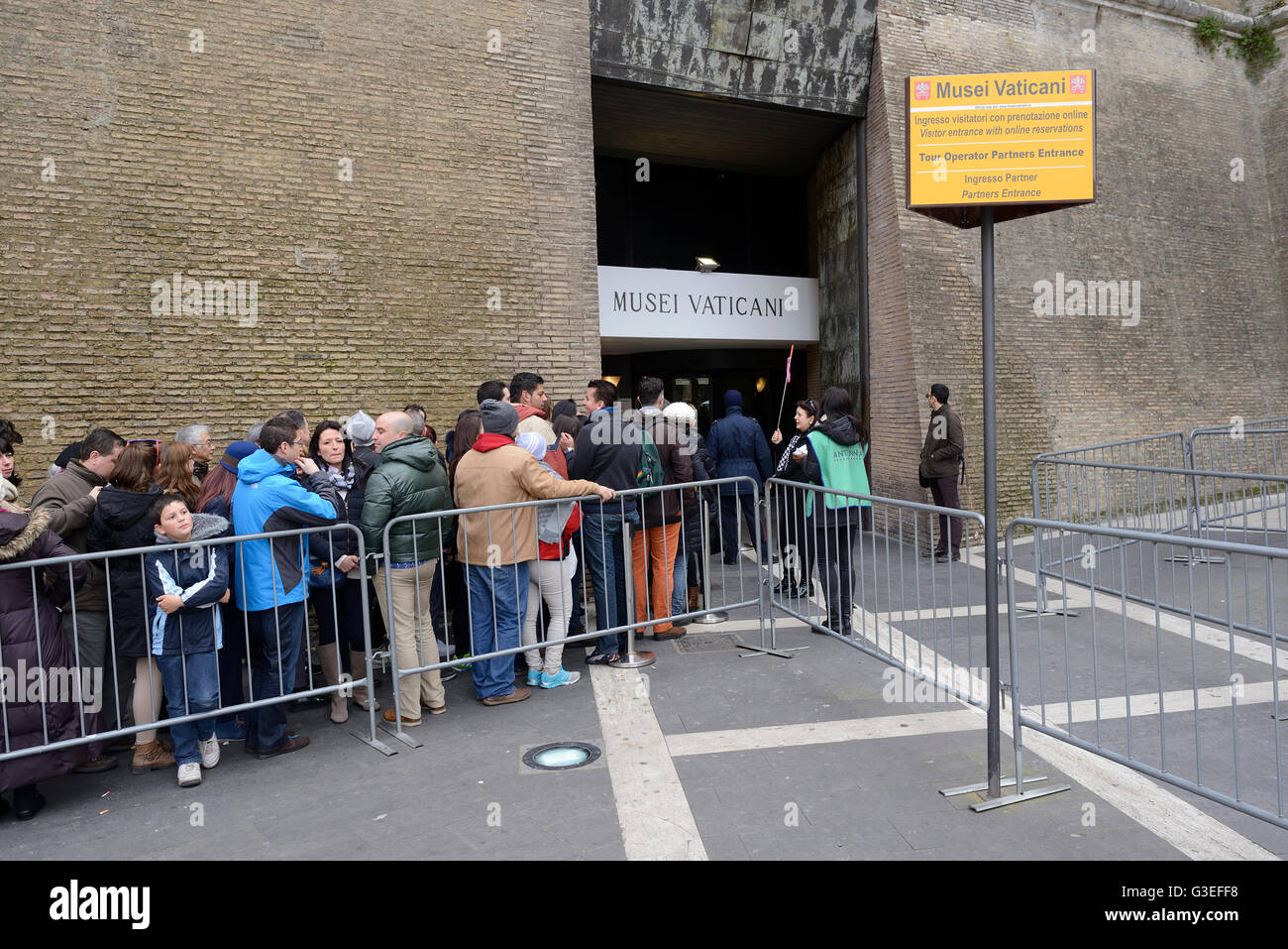 Rome. Italy. People queuing at the entrance of the Vatican Museums. Stock Photo