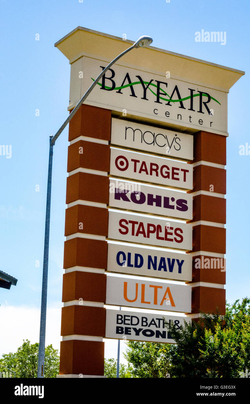 A sign for Bayfair Center in San Leandro California Stock Photo Alamy