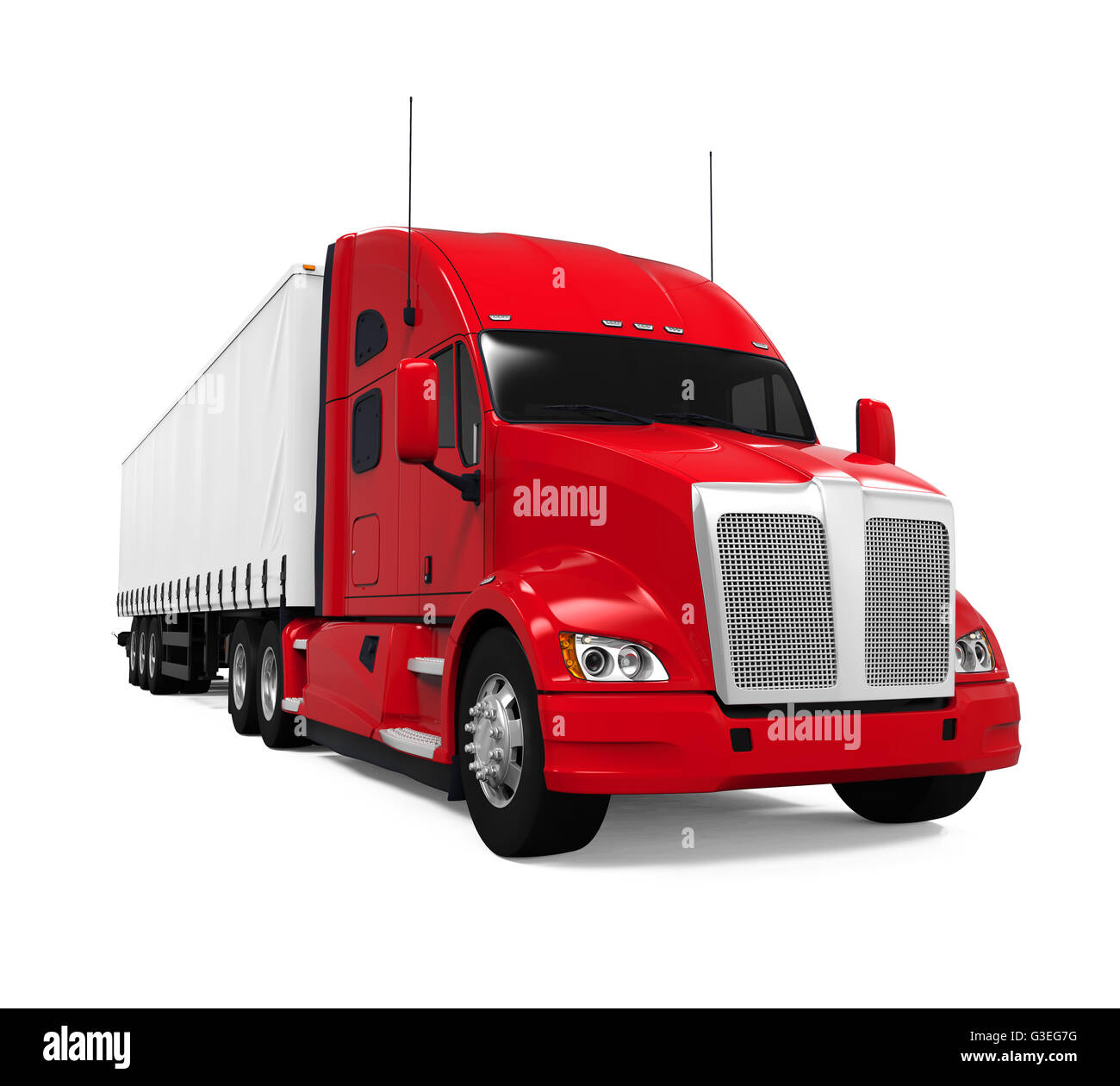 Red Trailer Truck Stock Photo Alamy