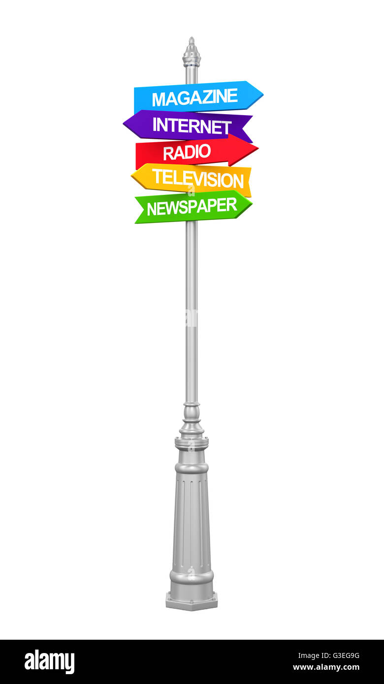 Sign Directions of Media Information Stock Photo Alamy