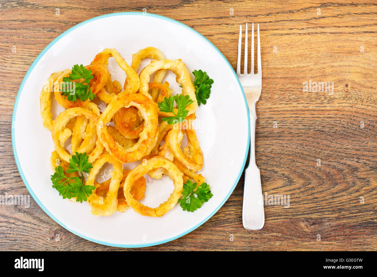 Rings of Squid Fried, Grilled Stock Photo - Alamy