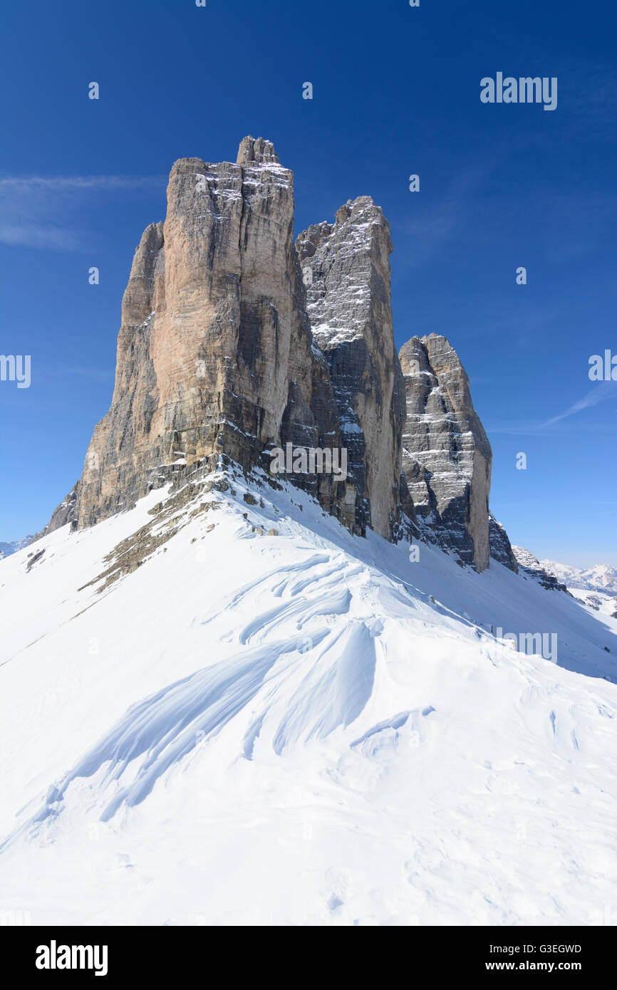 Drei Zinnen, Tre Cime, Italy, Bozen (Südtirol), South Tyrol, Alto Adige, Naturpark Drei Zinnen, Tre Cime di Lavaredo, Dolomites, Stock Photo