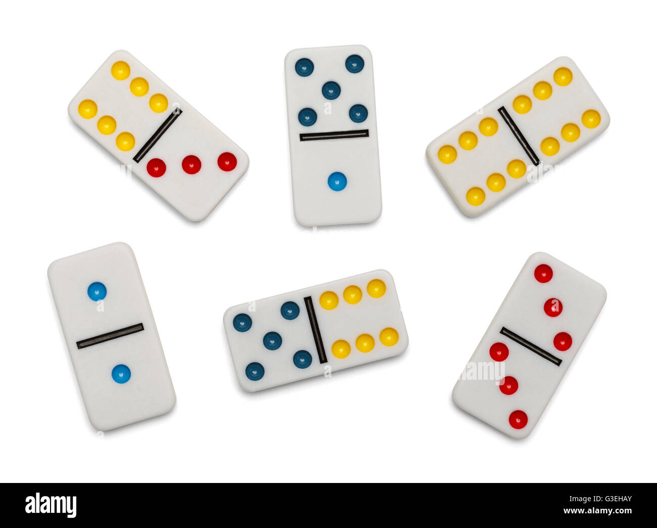 Dominoes Game Pieces Isolated on White Background. Stock Photo