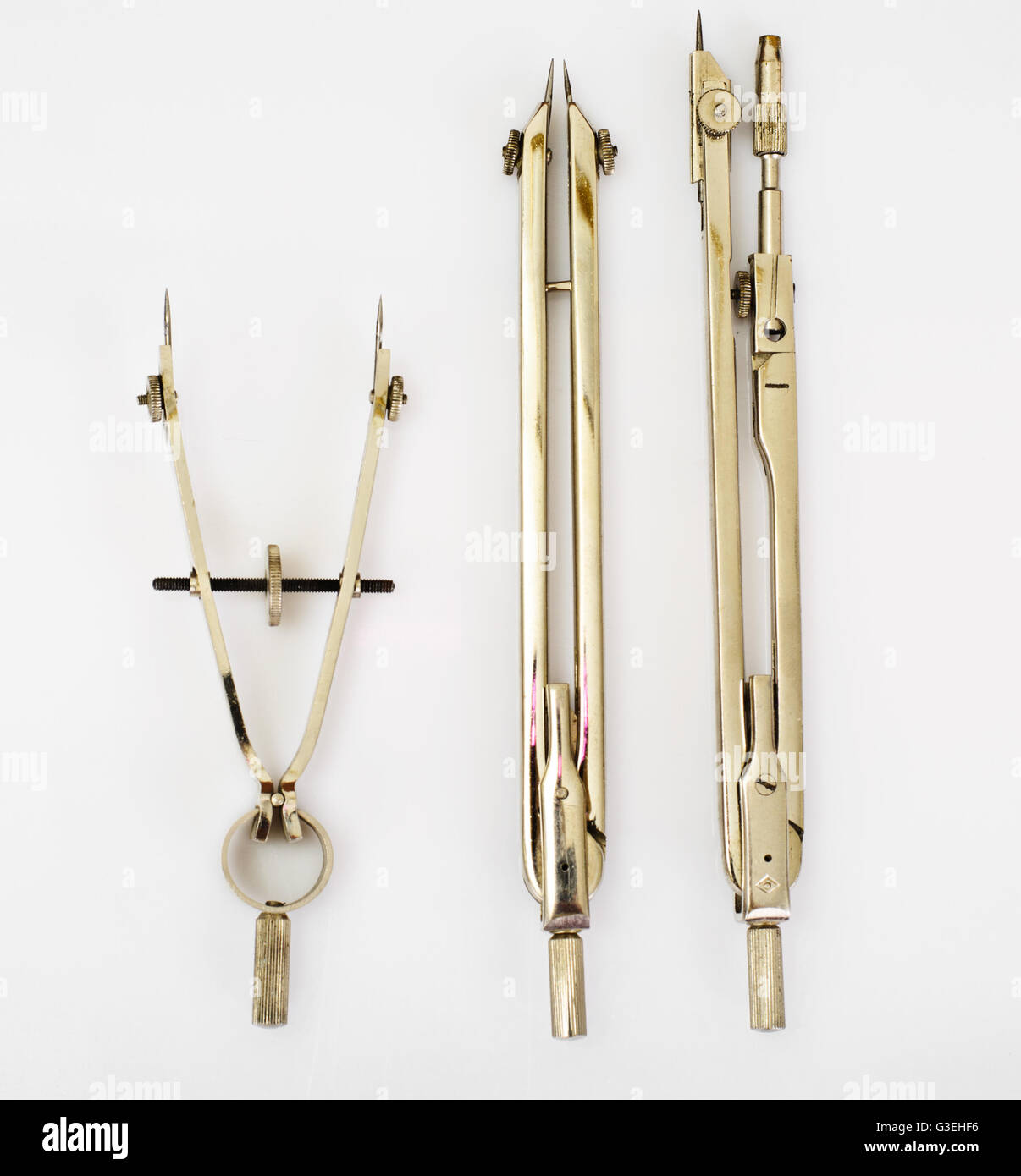Pair of Compasses and Other Drawing Instruments Stock Photo