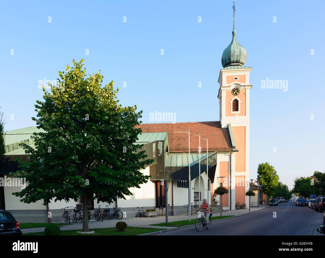 church, Austria, Burgenland, Nationalpark Neusiedler See-Seewinkel, Illmitz Stock Photo