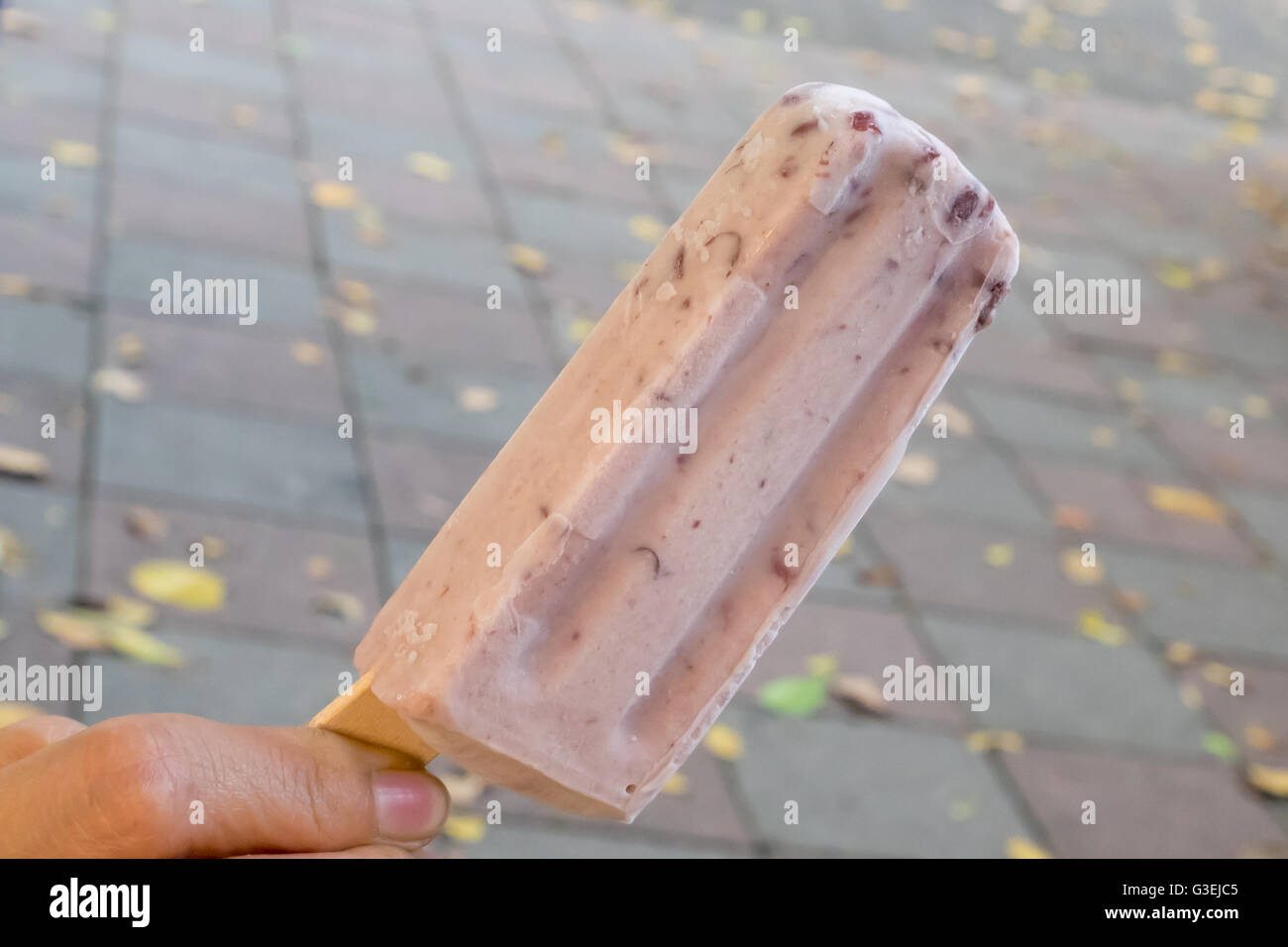 The close up of tasty red bean ice popsicle Stock Photo Alamy