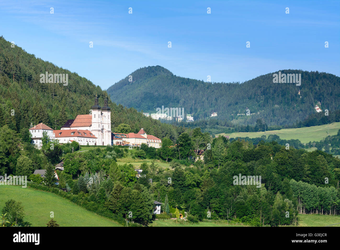 pilgrimage church Maria Schutz, hotels in Semmering, Austria, Niederösterreich, Lower Austria, Wiener Alpen, Schottwien Stock Photo