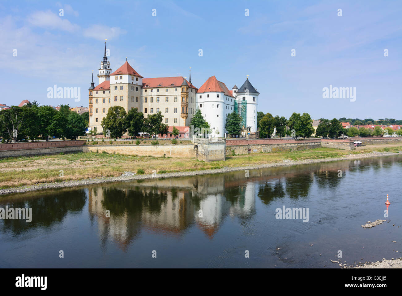 Hartenfels Castle on the Elbe, Germany, Sachsen, Saxony, , Torgau Stock Photo