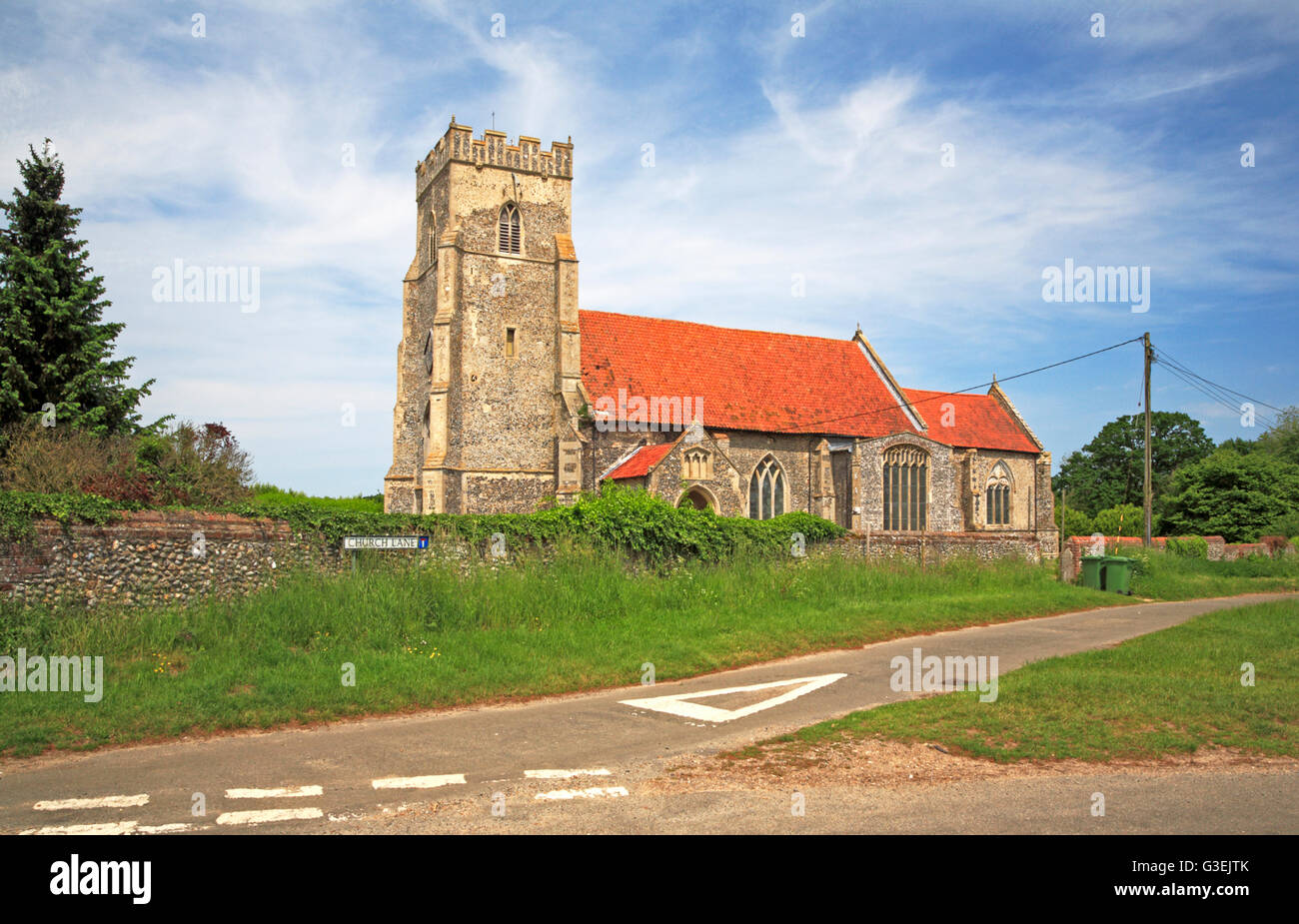 A view of the parish church of St Martin at Thompson, near Watton, Norfolk, England, United Kingdom. Stock Photo