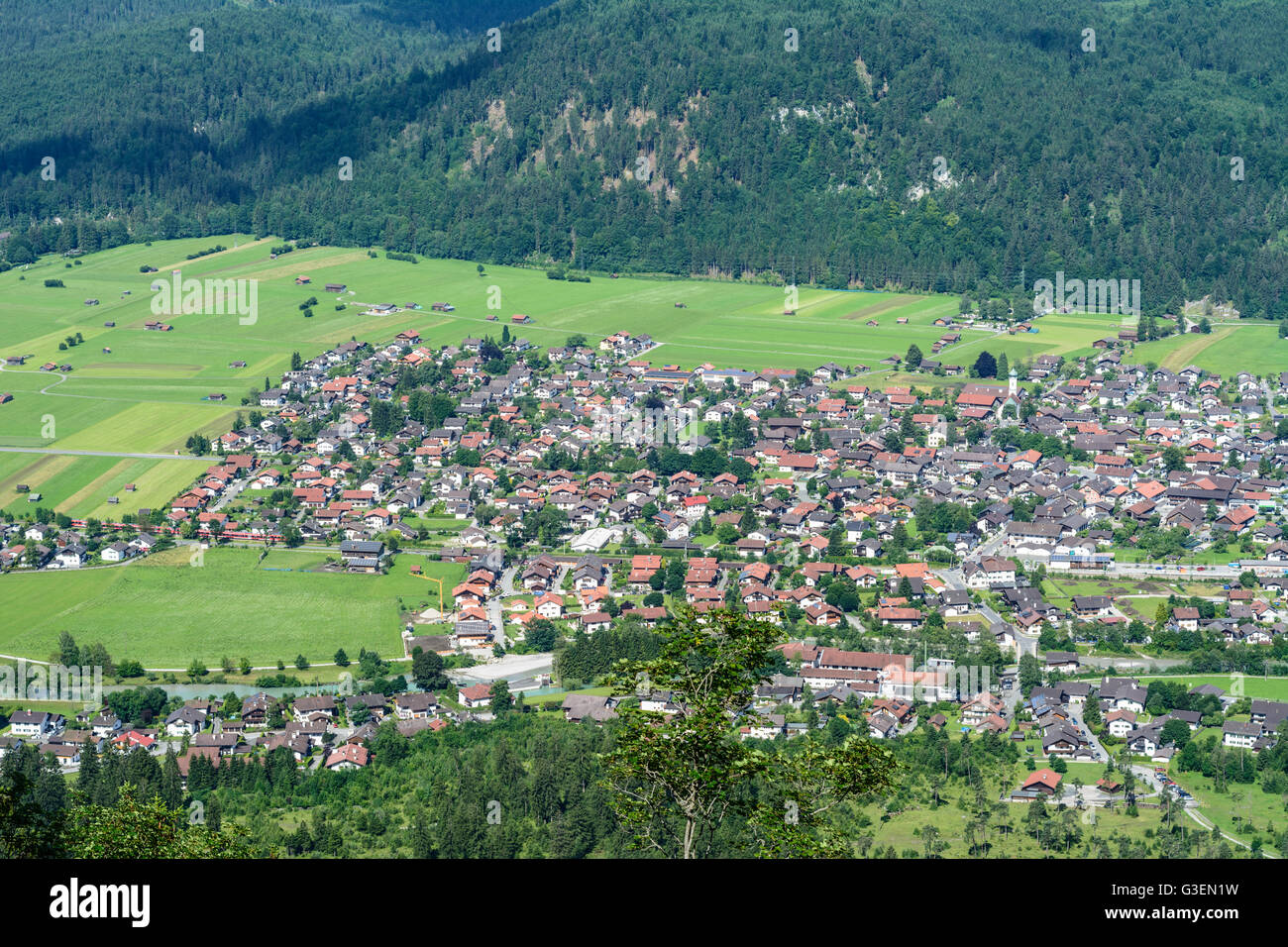 view of Farchant, Germany, Bayern, Bavaria, Oberbayern, Estergebirge, Upper Bavaria, Farchant Stock Photo
