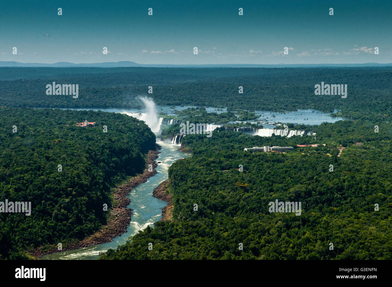Iguazu Falls, Aerial Helicopter View Stock Photo