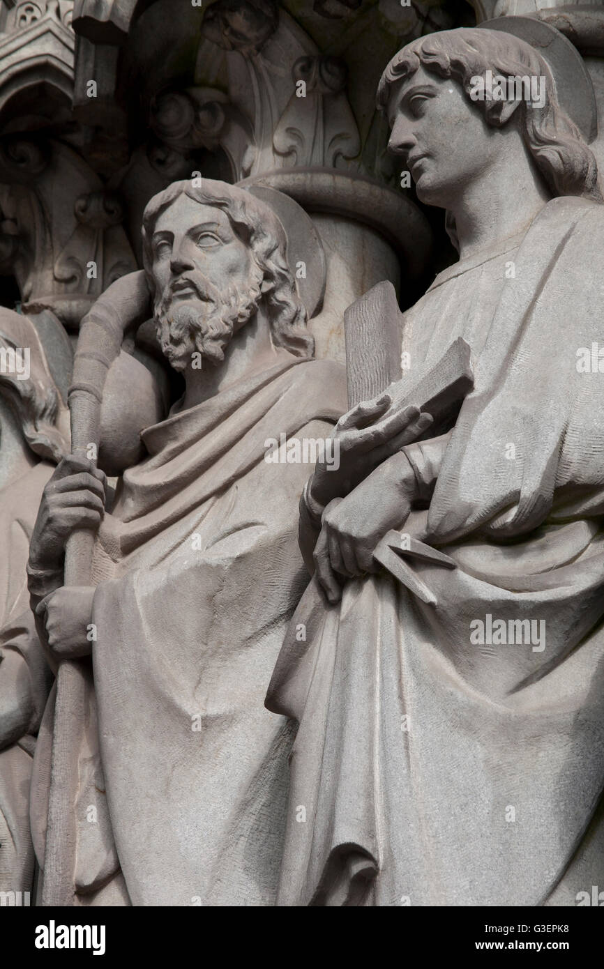 Line of statues of male saints St Fin Barre's Cathedral, Cork, Ireland Stock Photo
