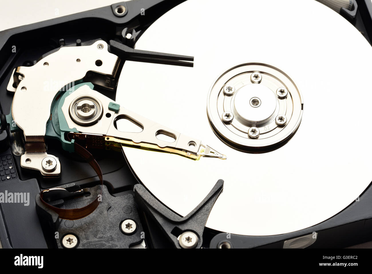Computer sata hard disk drive disassembled closeup Stock Photo