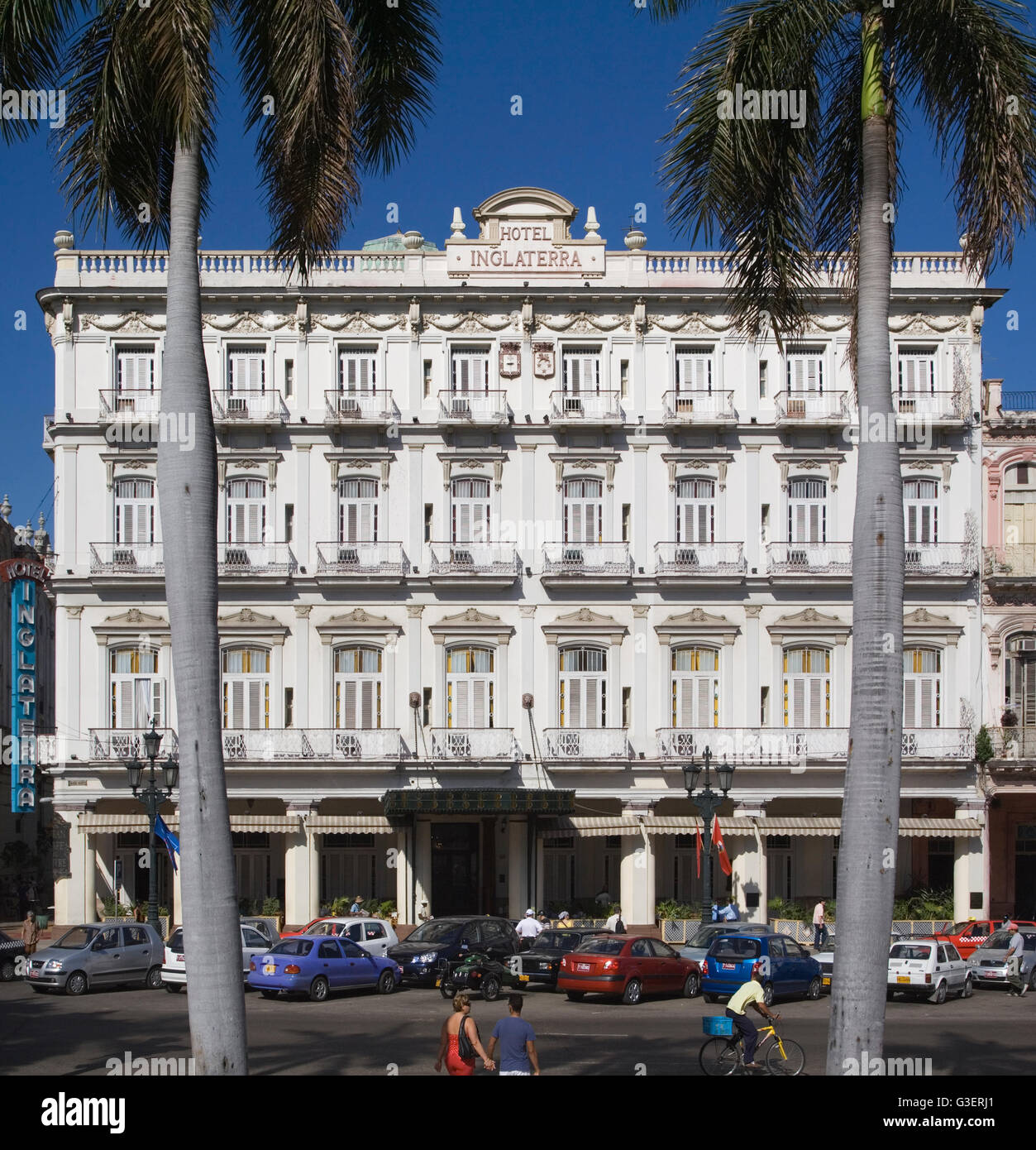 Cuba Havana Architecture Hotel Inglaterra Stock Photo