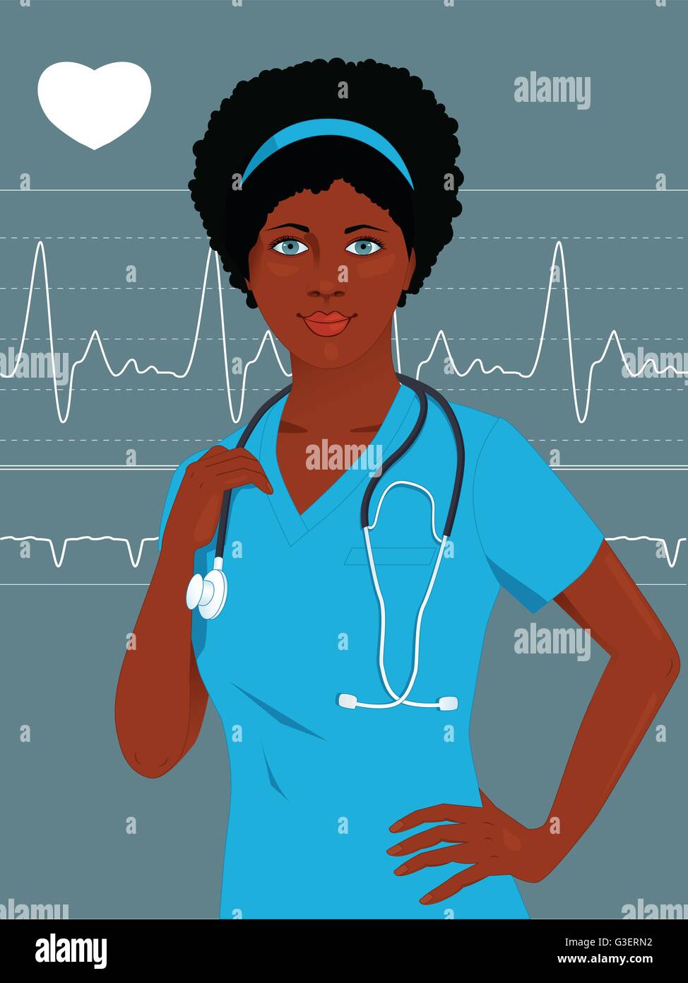 African american nurse monitor Stock Vector Images - Alamy