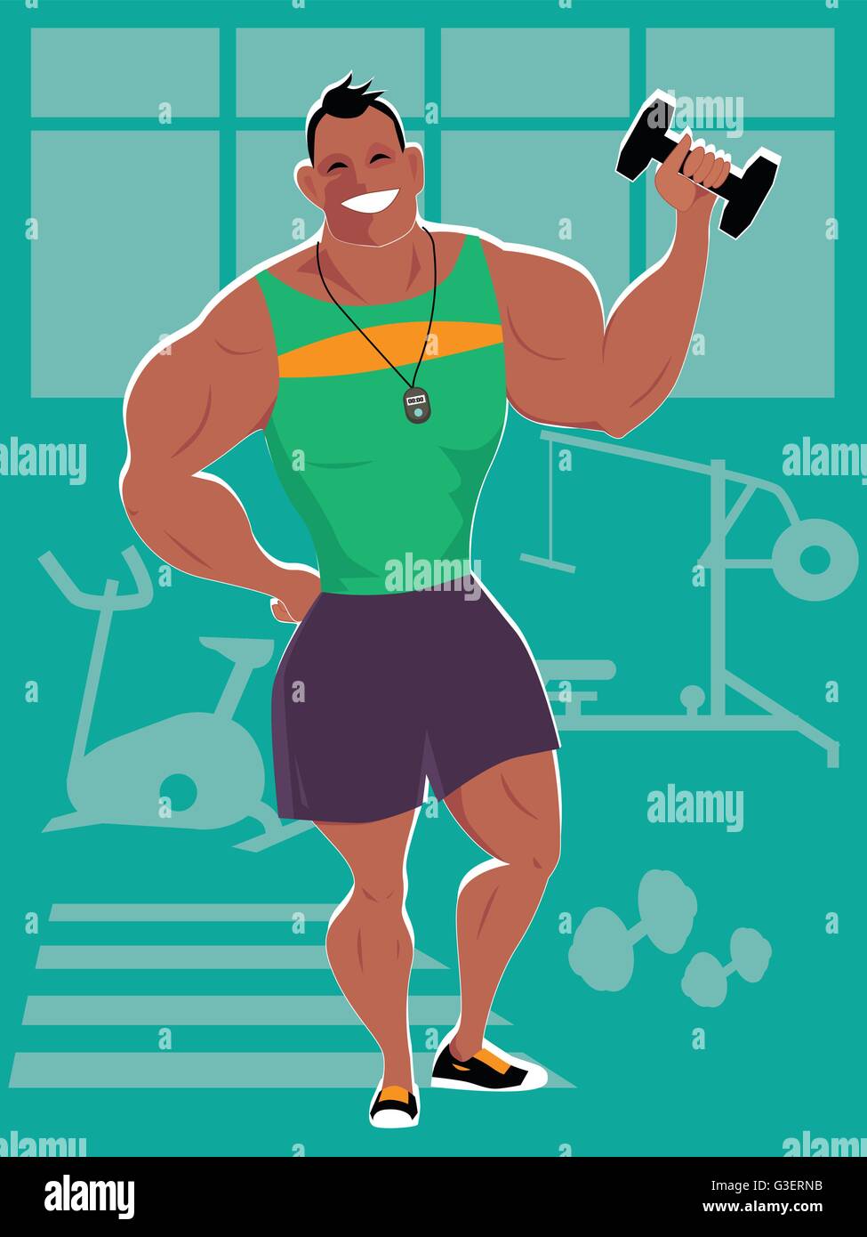 Personal trainer in a gym, vector cartoon Stock Vector Image & Art - Alamy