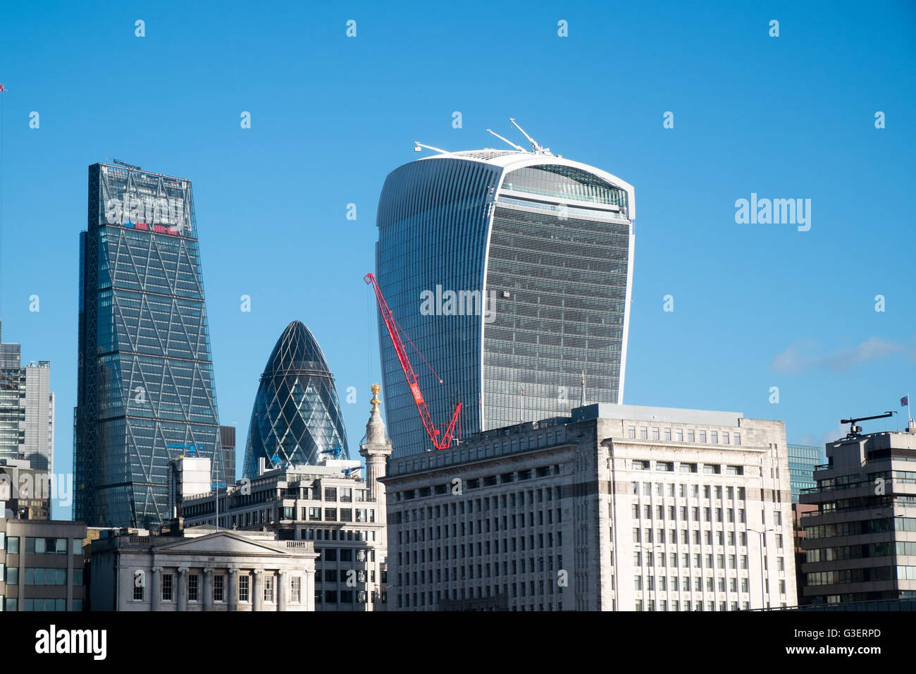 City of London gherkin,cheesegrater and walkie talkie buildings,London,England,europe Stock Photo