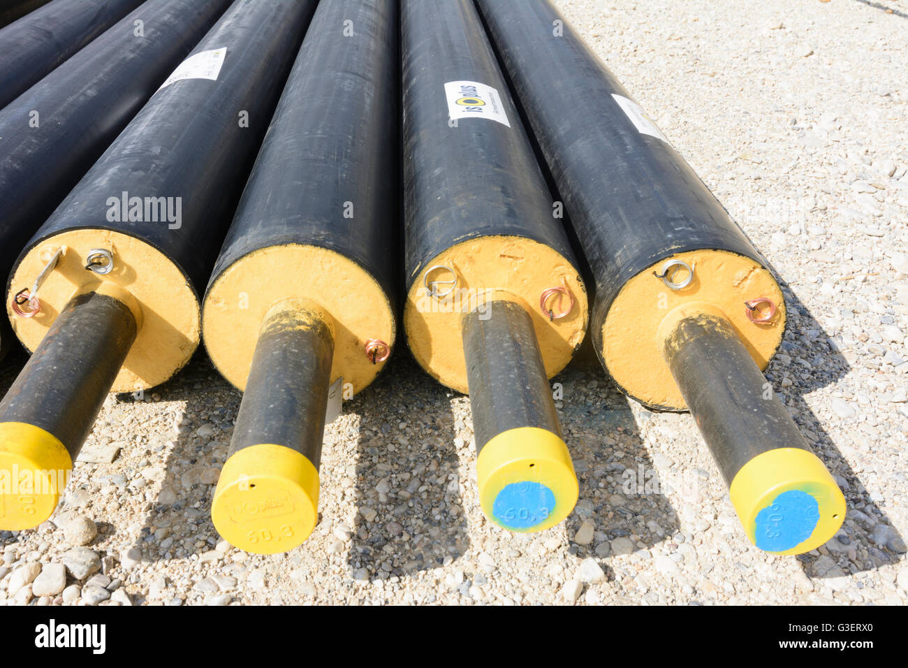 District heating pipes of plastic jacket compound pipe, Austria, Wien