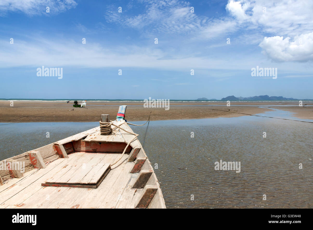 Sheltered wood mooring on Beach, On the seaside in Thailand Stock Photo ...