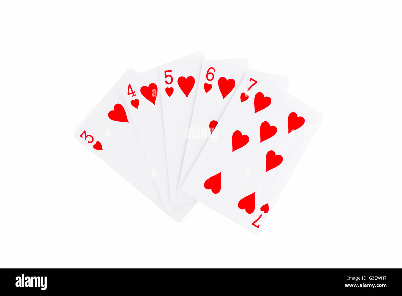 Playing Cards Poker Hand Isolated on White Stock Photo Alamy