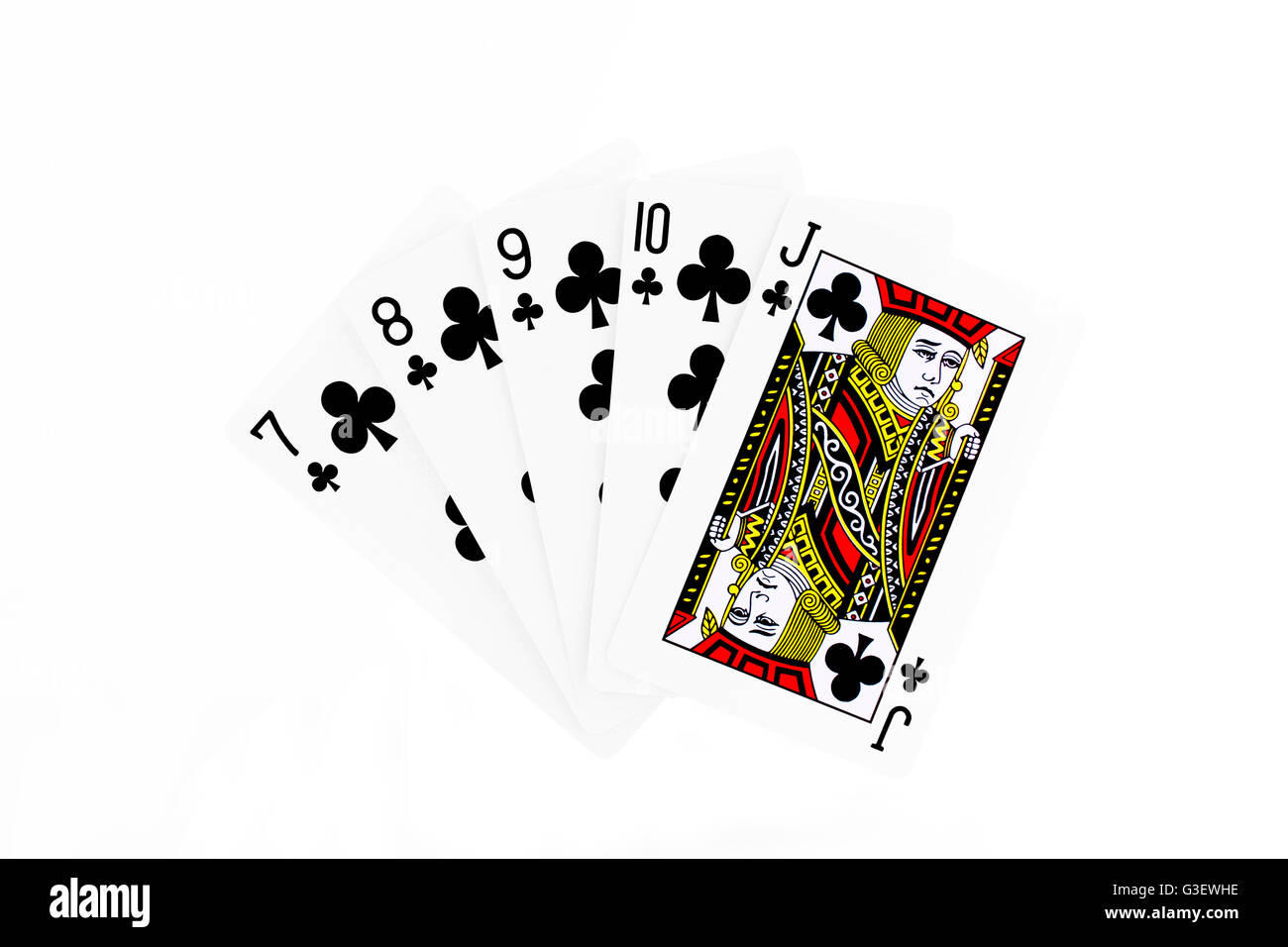 Playing Cards Poker Hand Isolated on White Stock Photo Alamy