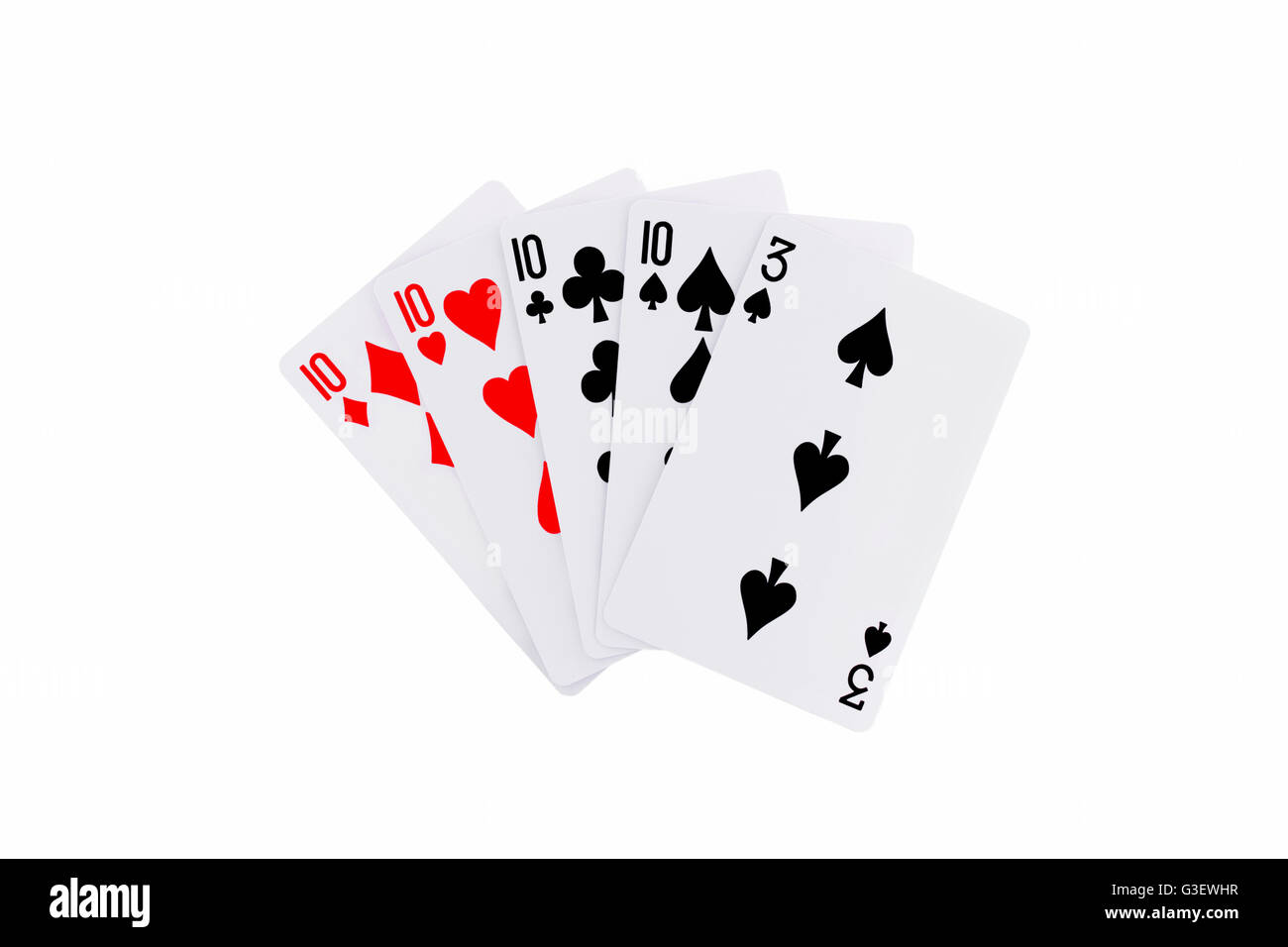Playing Cards Poker Hand Isolated on White Stock Photo Alamy