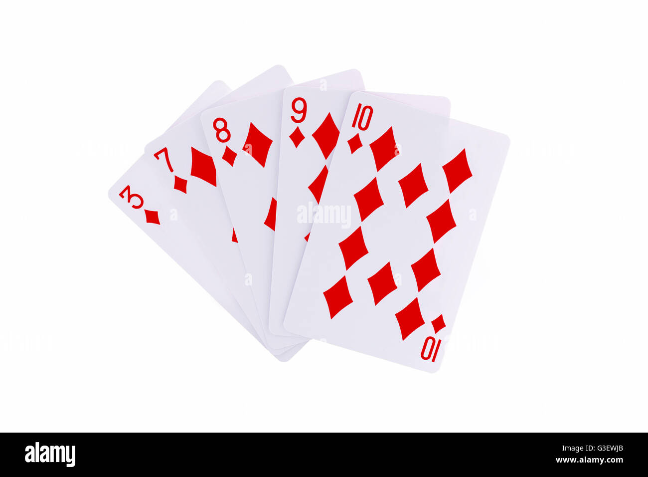 Playing Cards Poker Hand Isolated on White Stock Photo Alamy