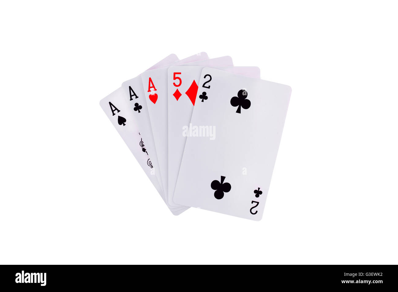 Playing Cards Poker Hand Isolated on White Stock Photo Alamy