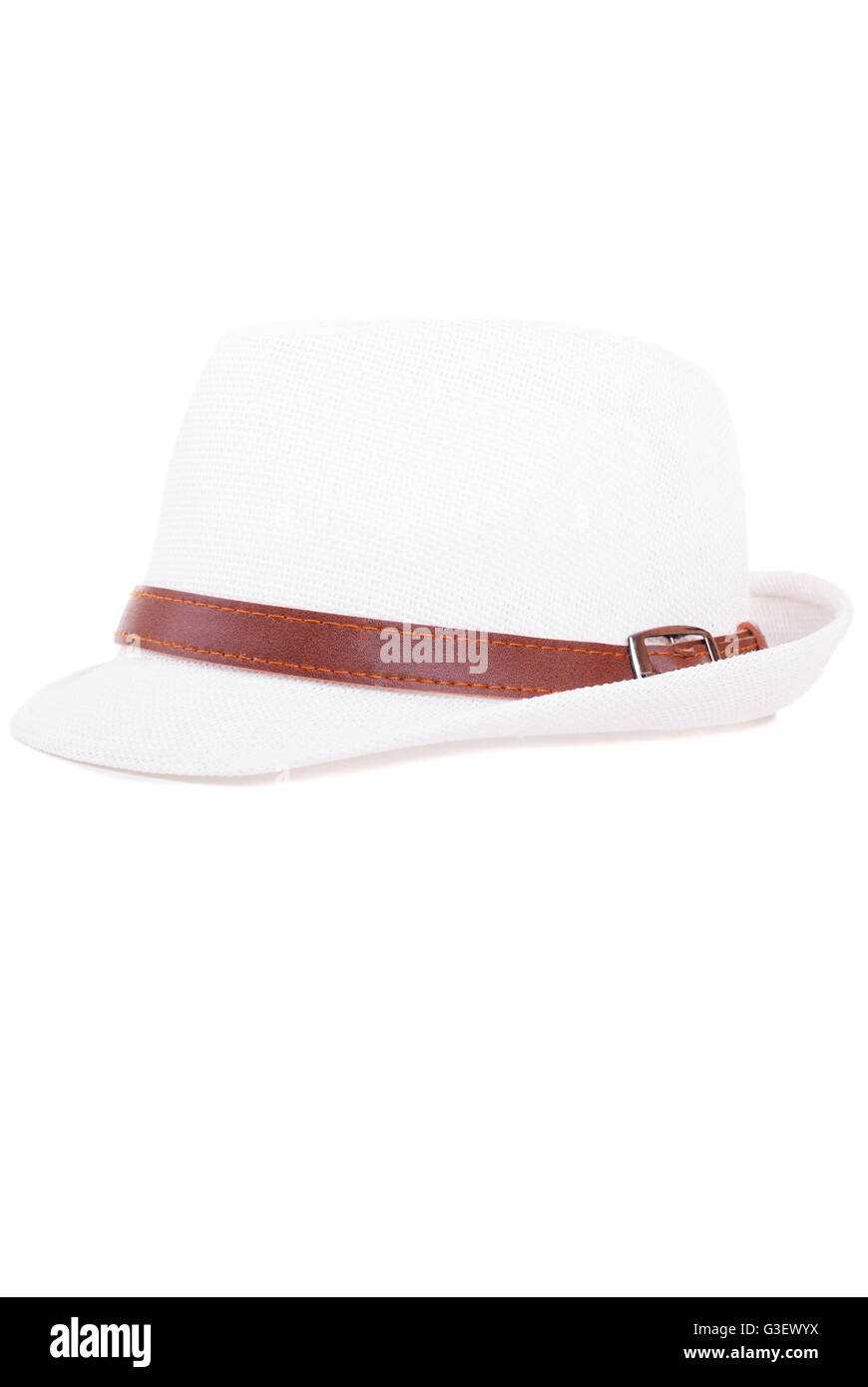 Pretty straw hat isolated on white background Stock Photo - Alamy