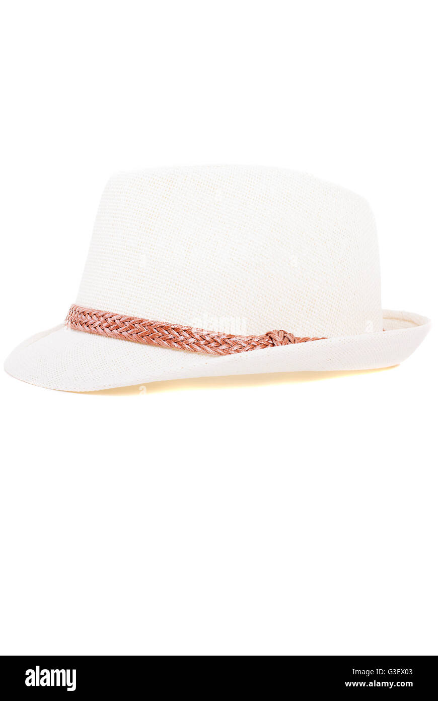 Pretty straw hat isolated on white background Stock Photo - Alamy