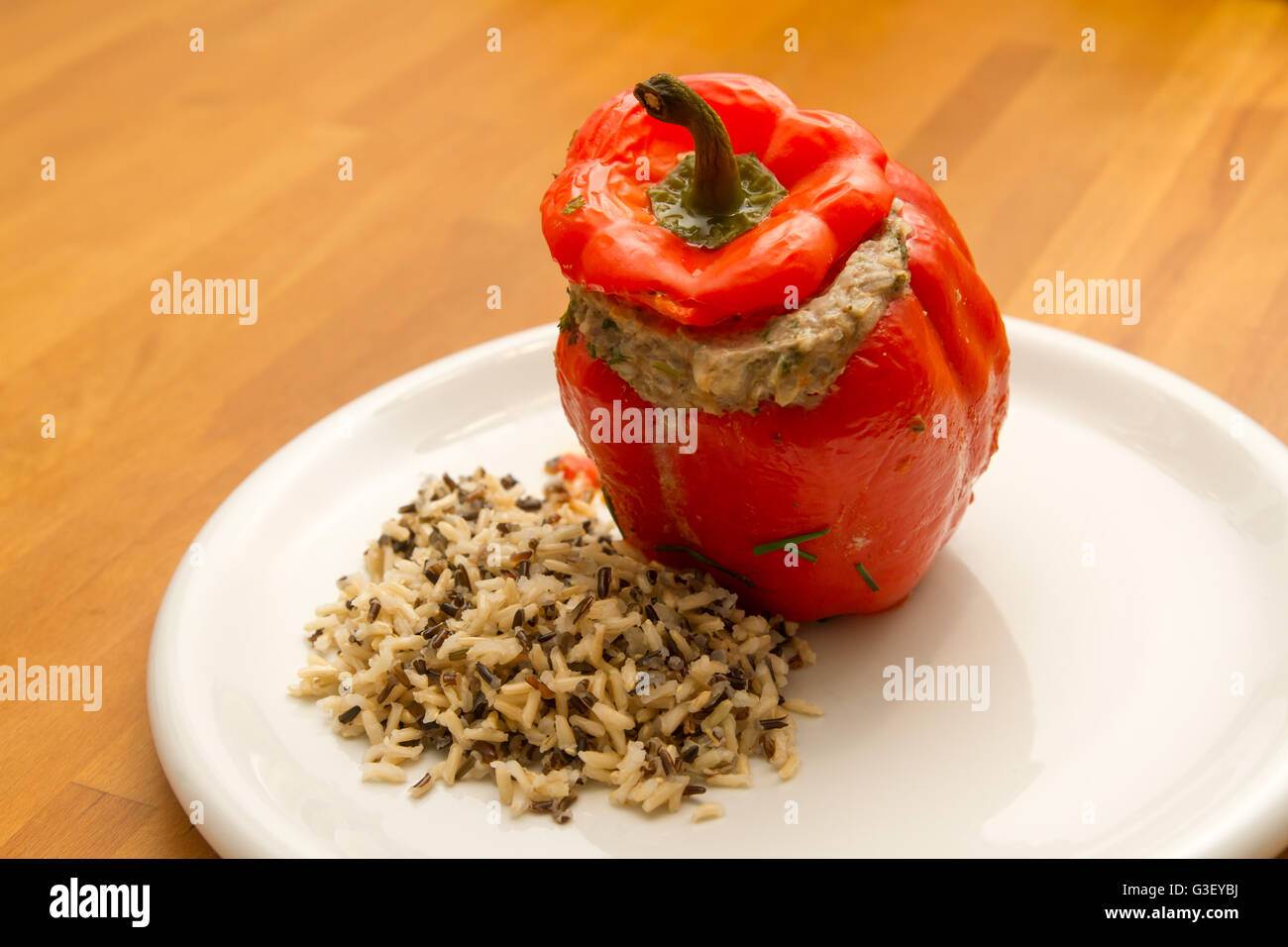 Peppers stuffed with minced meat and rice Stock Photo