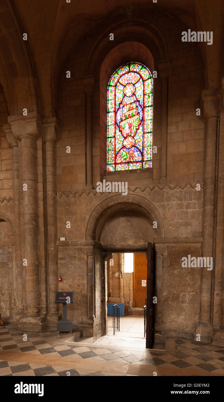 The prior's door, Ely Cathedral interior, Ely, Cambridgeshire UK Stock Photo
