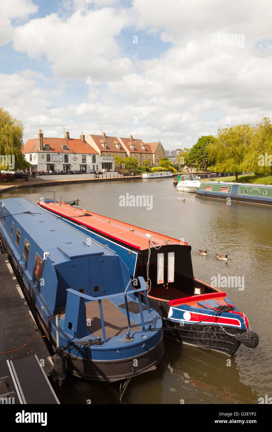 Boats on the river great ouse ely hires stock photography and images
