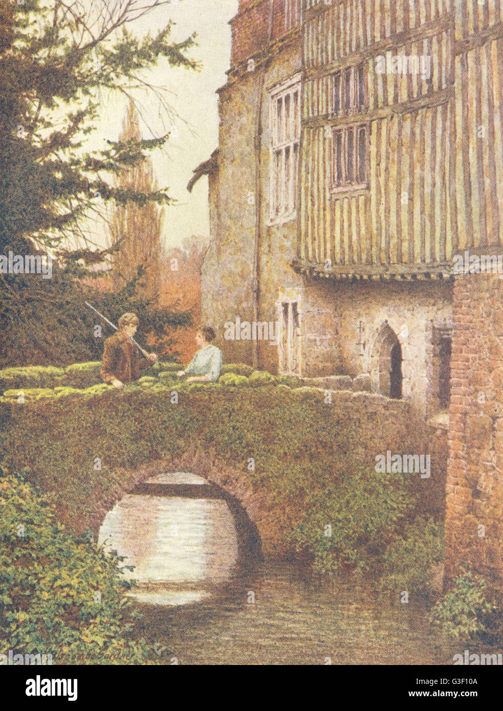 KENT: The East side of Ightham Mote, antique print 1907 Stock Photo