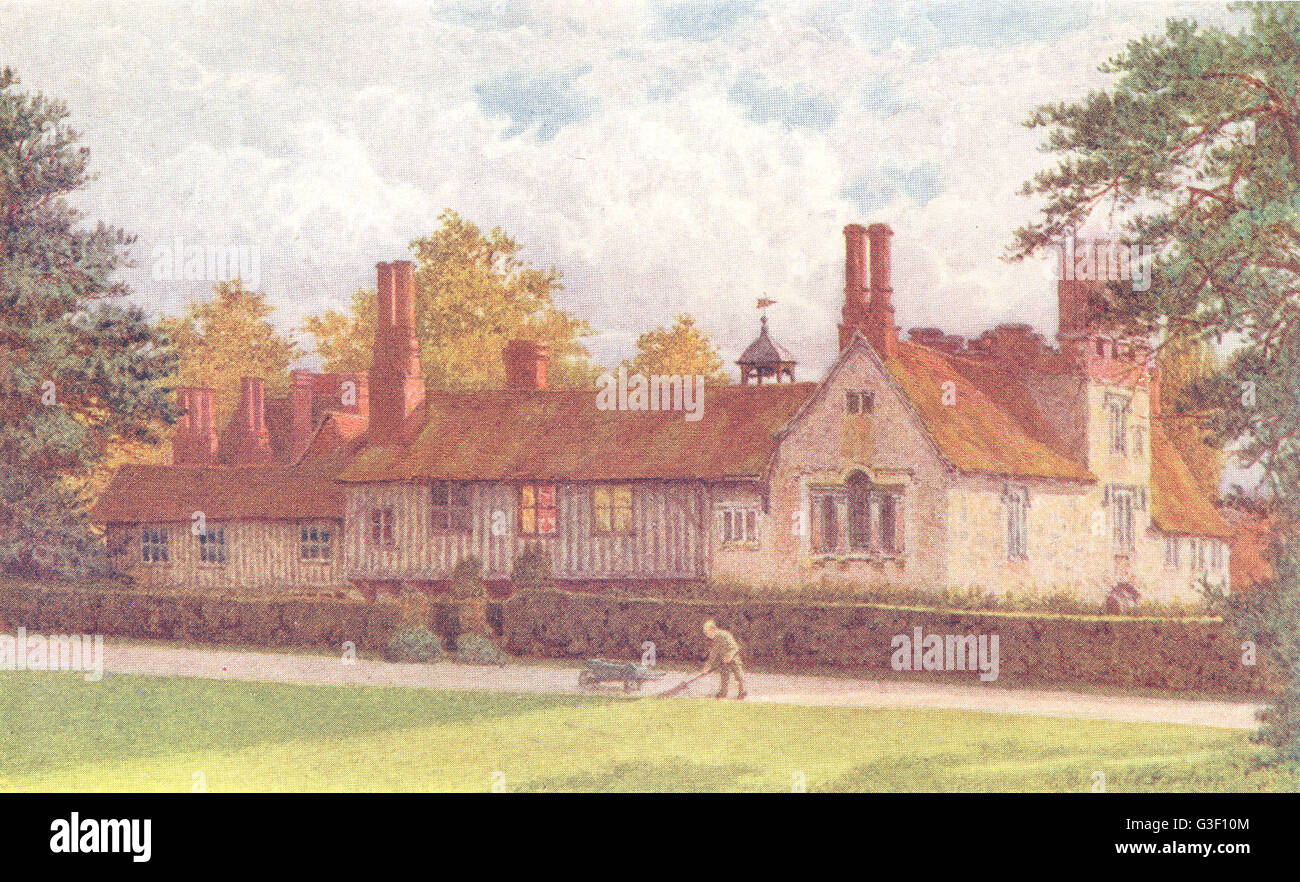 KENT: Ightham Mote from the Terrace, antique print 1907 Stock Photo